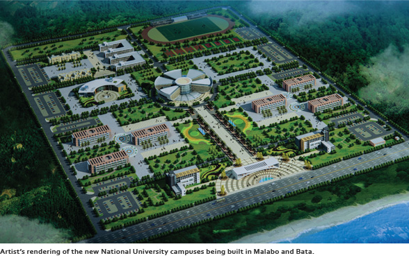 Artist's rendering of the new National University campuses being built in Malabo and Bata.