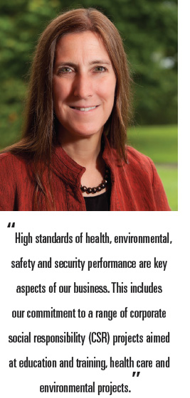 "High standards of health, environmental, safety and security performance are key aspects of our business. This includes our commitment to a range of corporate social responsibility (CSR) projects aimed at education and training, health care and environmental projects."